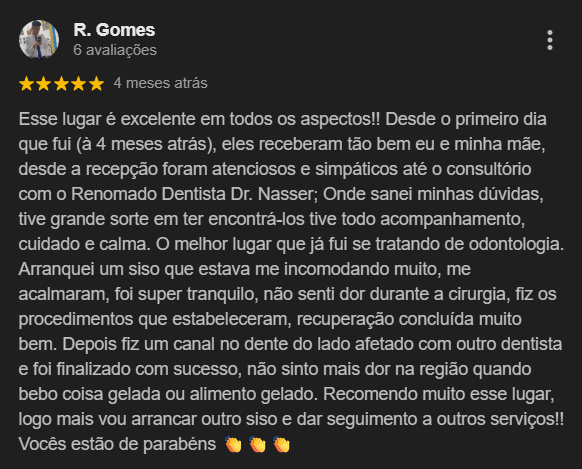 Avaliação Google — Odonto Prime